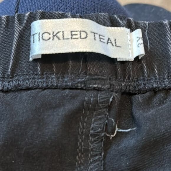 Tickled Teal Black Moto Jeggings 3X With Zipper Details & Elastic Waistband - Picture 3 of 9